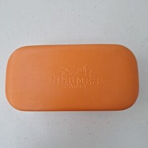Hermès Paris Orange Leather Hard Eyeglass Case W/ Cream Felt Lining Metal Hinge